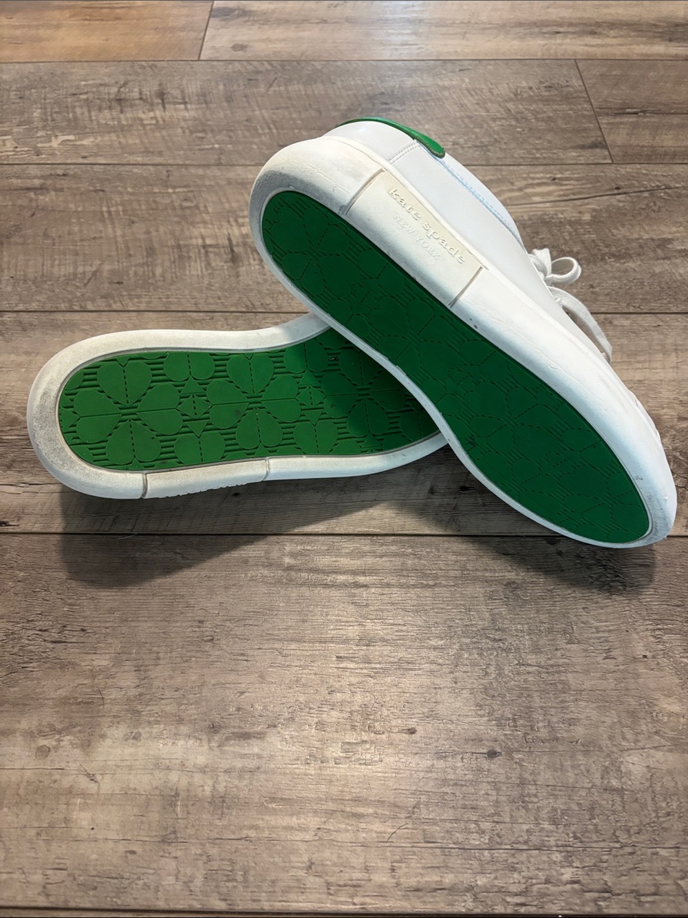 kate spade White and Green Leather Sneakers - Picture 5 of 6